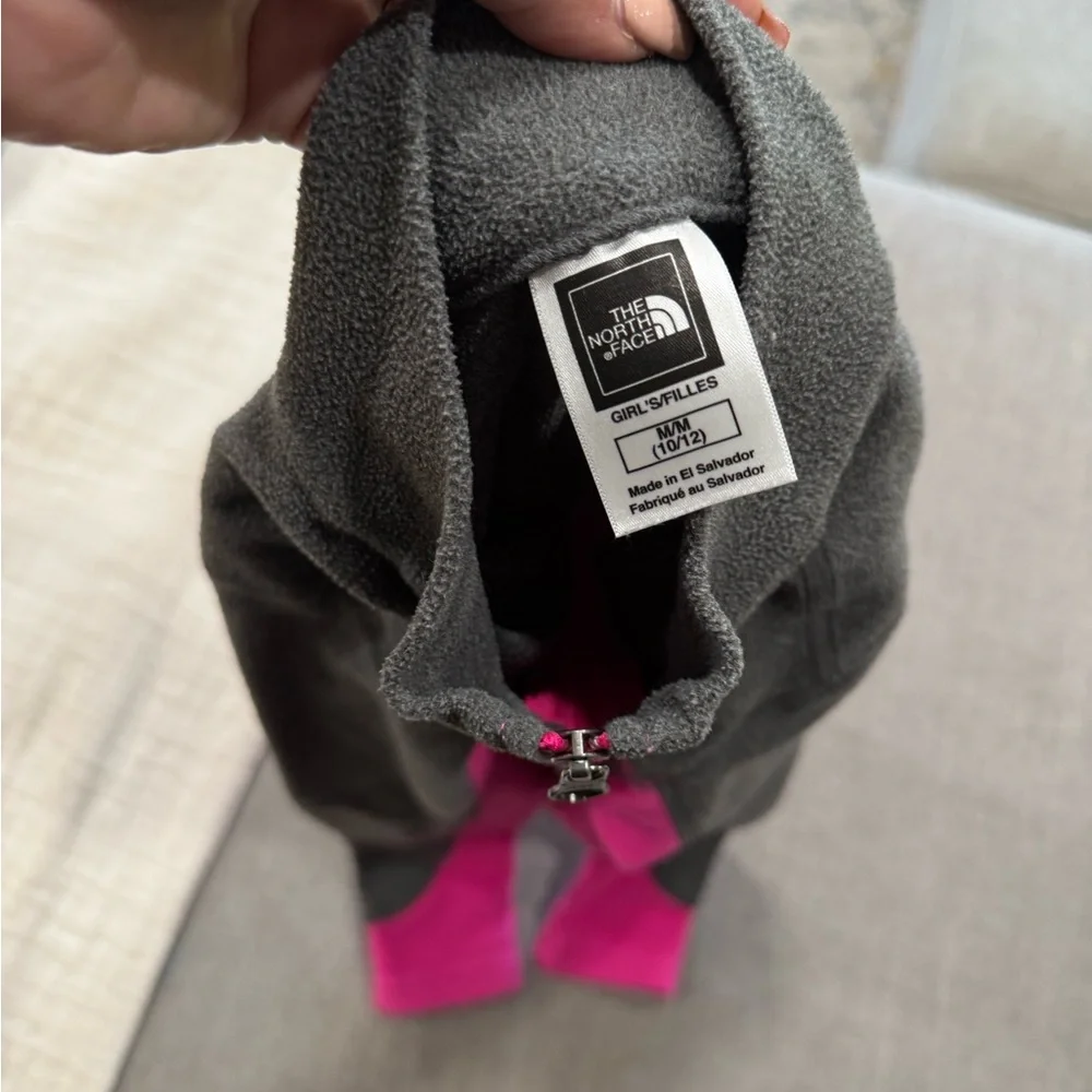 The North Face Gray and Pink Quarter-Zip‎ Pullover Kids